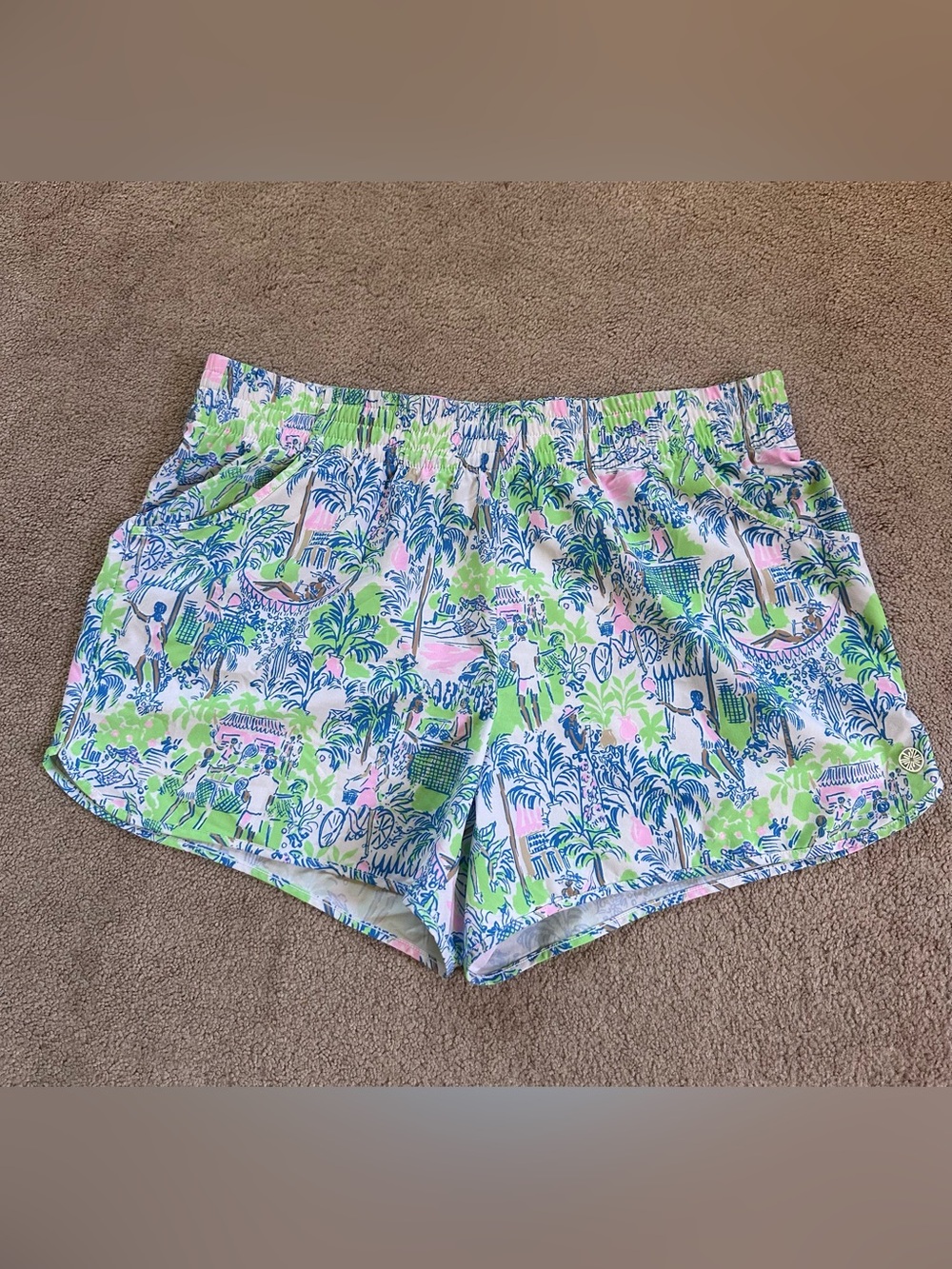 Lilly Pulitzer Lucretia 4" Backcourt Shorts Serving it Up Orb Green Large
